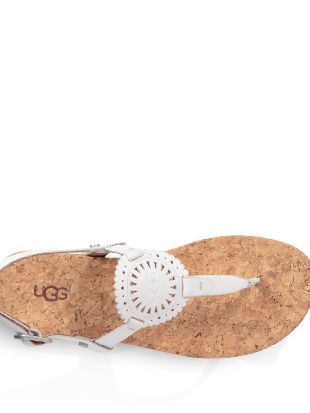 UGG Vintage Ayden 2 Metallic Leren Leather Sandals  White Strap Women’s Size 7